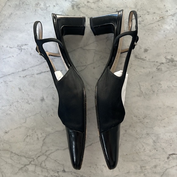 CHANEL Authentic Black Cap-Toe Slingback Heels 36.5 - Picture 6 of 9